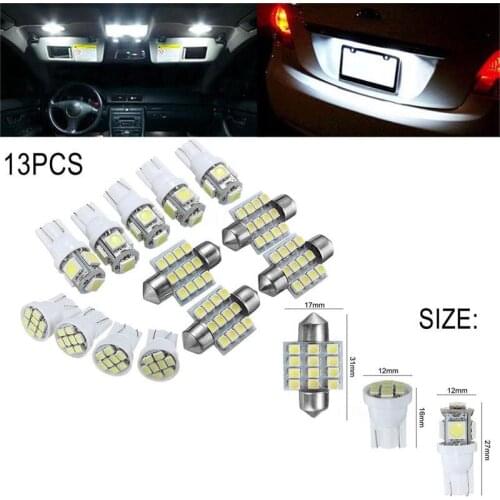 13PCS T10 5050 5SMD T10 1206 8SMD 3528 12SMD 31MM 6500k car interior light 12V