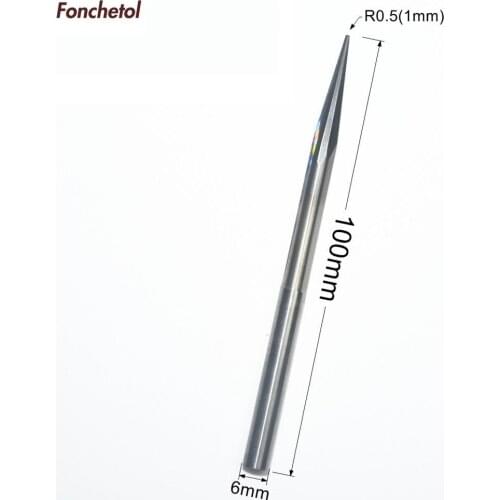 6mm*10degree*R0.5*100-1PCS CNC solid carbide End Mill,woodworking router bit,taper ball nose wood milling cutter,relief tool