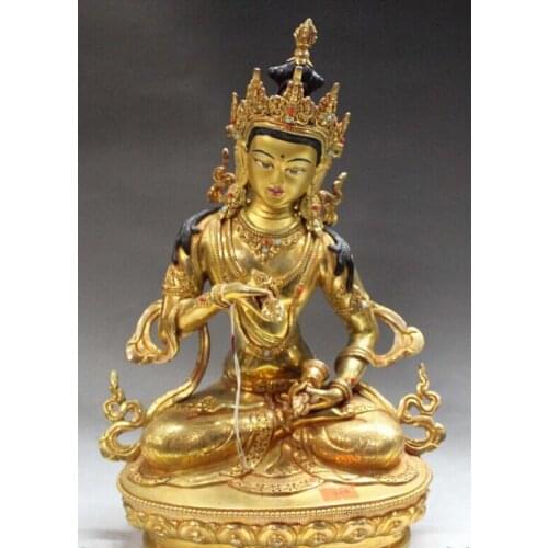 Free Shipping 15"Tibet Buddhism Bronze 24K Gold Vajradhara Vajrabhairava Goddess Buddha Statue