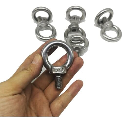 M10, 304 Stainless Steel Lifting Eye Bolts Ring Screw Loop Hole for Cable Rope Lifting