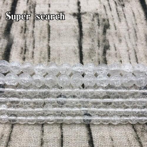 White Popcorn crystal beads Natural stone Top quality Round Crack Loose bead ball 6/8/10MM Jewelry bracelet accessories DIY