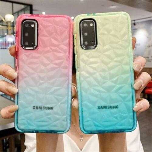 Transparent Diamond Gradient Phone Case For Samsung S20 S10 Plus Note 20 Ultra A50 A51 A71 A20 Soft Shockproof Back Cover
