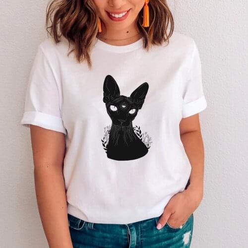 All Seeing Eye Sphinx Cat Third Eye gothic t-shirt women 100% Cotton funny quote grunge hipster Fashion unisex tee top tshirt