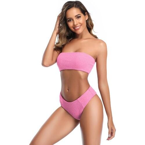 New Solid Sexy Beachwear Bikini Set Women Swimsuit Bikinis Summer Tube Top Swimwear Low Waist Bathing Suit Female Biquini