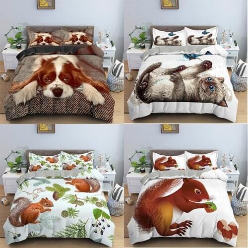 Squirrel Bedding Sets Dog Pattern Duvet Cover Set Bedclothes Twin/Queen/King Size Bed Room For Kids Comforter Cover