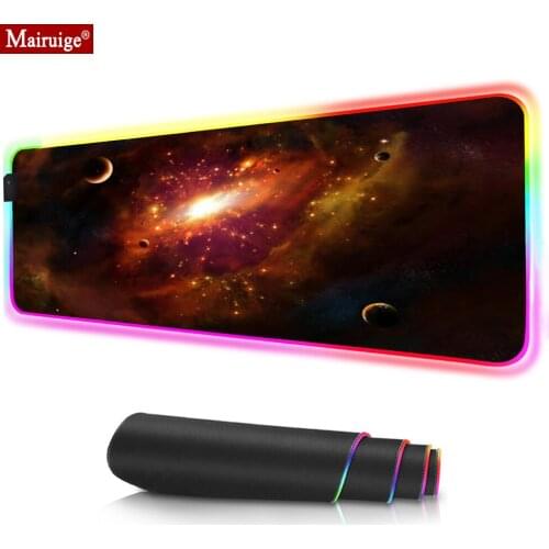 Mouse Pad Large RGB Universe Starfield Fog Space Nebula Mouse Pad LED Computer Mat DIY Custom Mousepad Desk Mat Mause Carpet