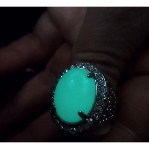 Beautiful Ore gem Night-luminous Gemstone Bright Ring Shine finger Szie 9,10,11 Optional