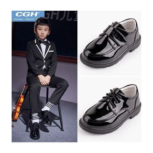British Style PU Leather Children Wedding Party Shoes Low Heel Kids Boys Leather Sneakers Casual Boys Campus Performance Shoes