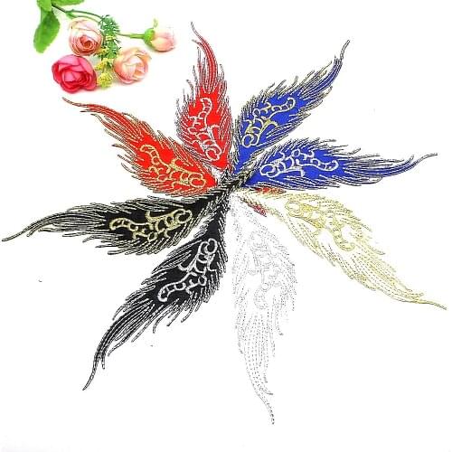 Iron On Appliques 3D Flower Patches Mirror Pairs Party Secoration Gold Embroidery Vintage Metallic Cosplay Costumes