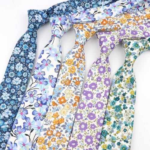 New Floral Tie Skinny Cotton Necktie For Men Women Wedding Party Dance Tuxedo Suit Shirt Accessory Flower Print Neck Ties Cravat