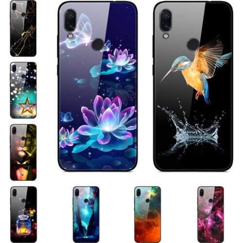 Painted Glass Case For Xiaomi Redmi 7 Case Silicone Bumper Tempered Coque For Redmi 7A Case For Redmi 6 6A Cover Redmi5 5plus