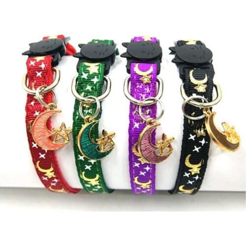 Moon And Stars Pet Cat Collar Buckle Collier Pour Chat Collars For A Small Dog Gatos Accesorios Detachable Suitable Kitten