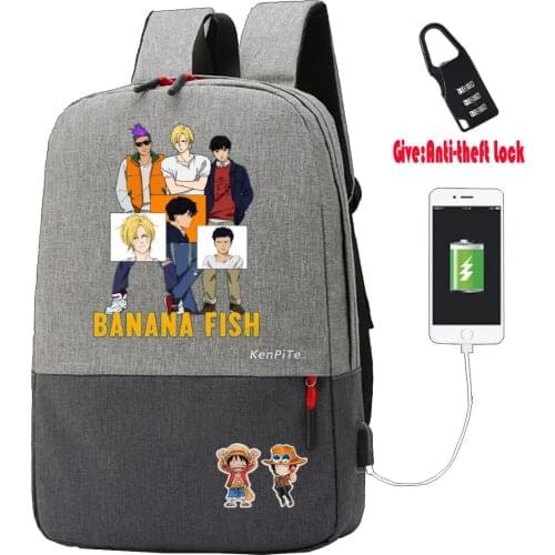 Anime Banana Fish Backpack Anti-theft USB Charging Knapsack student book Bags UNISEX Laptop bag teenagers Travel backpack