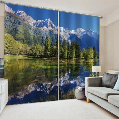 Beautiful Photo Fashion Customized 3D Curtains blue scenery landscape curtains 3D Curtains set For Bed room Living room