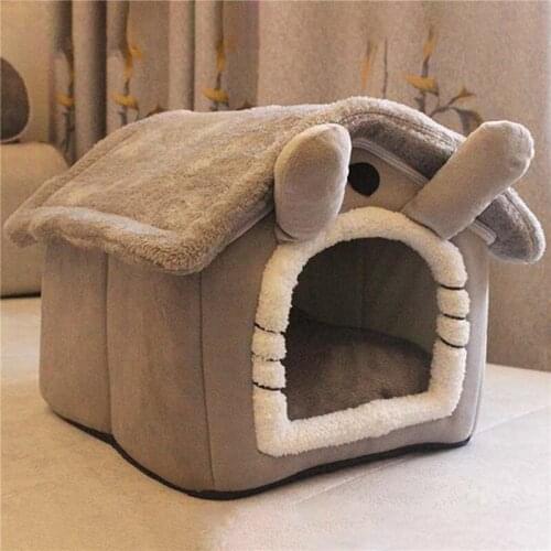 Foldable Deep Sleep Pet Cat House Indoor Winter Warm Cozy Cat Bed for Small Dog Cat Kitten Teddy Comfortable Kennel Pet Supplies