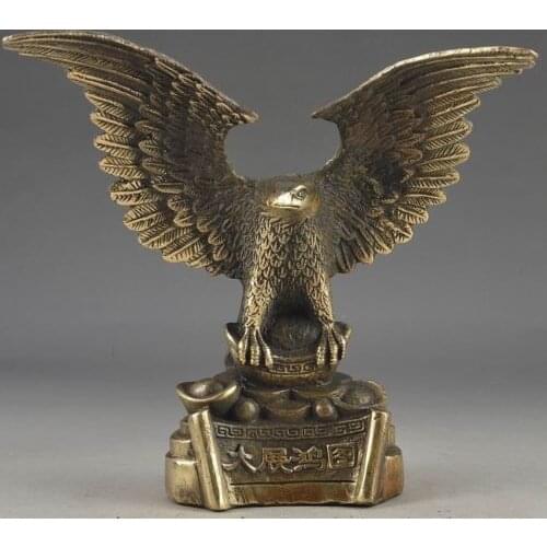 Arts s Copper Elaborate Chinese Vintage Brass Handwork Wealth Succeed Eagle Statueroom Art Statue