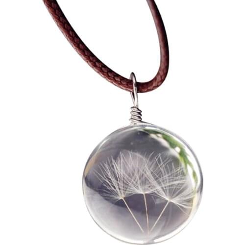 Stylish Dandelion Glass Ball Pendant Necklace Car Interior Hanging Ornament accessori auto