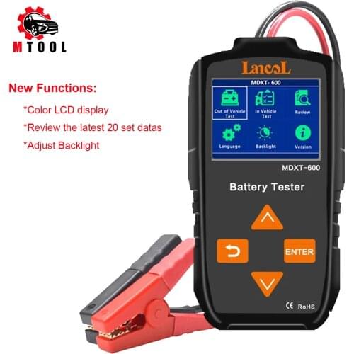 12V Car Battery Tester MDXT600 TFT LCD Screen 40-2000 CCA Automotive Alternator Tester Digital Auto Battery Analyzer