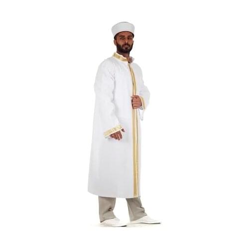 Umrah Market Tender Brocade Sleeved Robe White windshield gowns prayer S-M-L-XL-XXL SIZE ARABIC DUBAI KAFTAN MEN MUSLIM ISLAMIC TURK