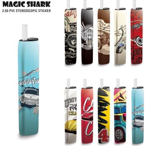 Magic Shark 2.5d Stereo Nostalgic Style Motorbike Car Film Label Sticker Skin For IQOS 3 Multi E Cigarette