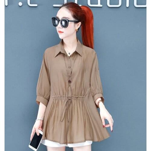 Womens Spring Autumn Style Chiffon Blouses Shirt Womens Solid Color Turn-down Collar Button Long Sleeve Casual Tops SP141