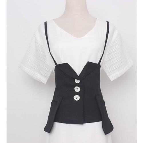 Womens runway fashion black fabric vest Cummerbunds female Dress Corsets Waistband Belts decoration wide belt R213
