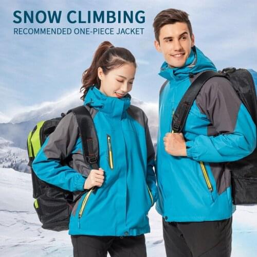 Winter Softshell Fleece Jacket Ski Suit Men Women Windproof Waterproof And Warm Coat Three In One Jacket Two Piece Suit