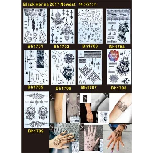 10pcs/lot Black Henna Tattoo Temporary Henna Tattoo Classic Mandala Tattoo! Unique Designs