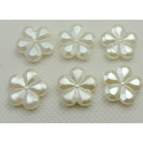 100 Ivory Acrylic Faux Pearl Faceted Flower Beads 14mm Spacer Imitation Pearl