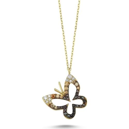 14k (585) Gold Butterfly Pendant, Necklace