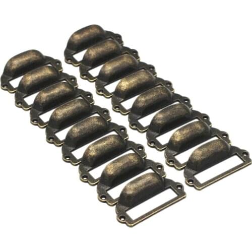 16 Pieces 82X39mm Antique Bronze Card Holder Drawer Pull/Label Frames Card/Tag Pull/Cabinet Frame Handle/File Name Card Holder f