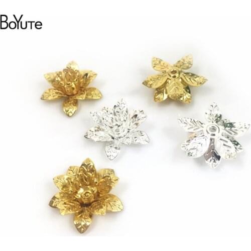 BoYuTe 50Pcs Metal Brass Stamping Blosom Flowers for Bridal Hair Jewelry Making