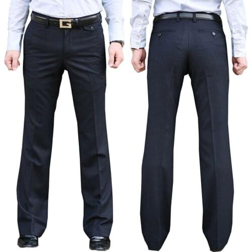 New Modis Flared pants Male Summer Straight Navy blue Suit pants British leisure Free hot feet trousers Formal pants For Men