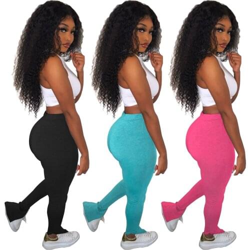 Women Pants High Waist Stretchy Bell Bottom Trouser Streetwear Women Side Split Skinny Long Flare Jogger Pantalones de mujer