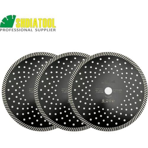 SHDIATOOL 3pcs 230MM Diamond Hot Pressed Diamond Turbo Blade Multi Holes For Aterial Ceramic Tile Granite Cutting