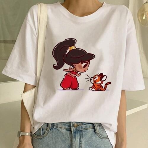 Simplicity T Shirt Disney Princess Look Famili Gorgeous T-shirt Jasmine Graphic Printed Exquisite T-shirt Oversize Woman Tshirt