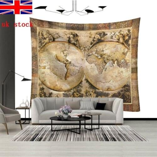 World Map Tapestry Wall Mural Nursery Washable Art Decals Coverlet Carpets Bedspread Beach Mat