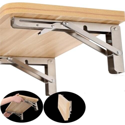 2PCS 10 Inch Length Triangle Folding Angle Bracket Adjustable Wall Mounted Durable Bearing Shelf Bracket DIY Home Table Bench