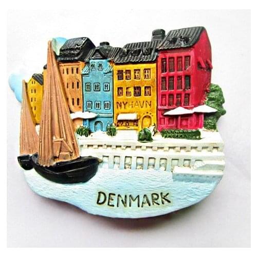 Creative Northern Denmark Copenhagen World Tourism Creative 3D Resin Fridge Magnet Travel Souvenir Kitchen Home Decoration