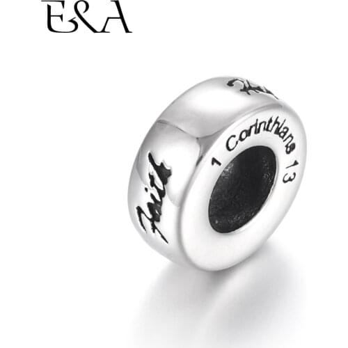 Stainless Steel Beads Rondelle Spacer with Message Fit 6mm Round Leather Cord Bracelet Jewelry Making DIY Bead Supplies