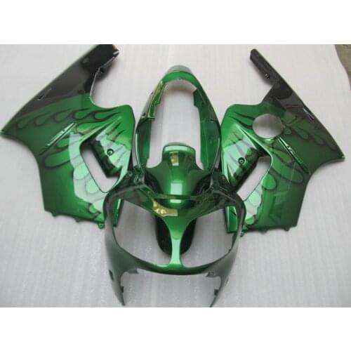 Injection molded top selling fairing kit for Kawasaki ZX12R 00 01 black flames green fairings ZX12R 2000 2001(+ tank cover) OT18