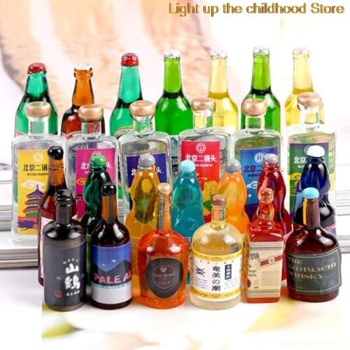 20Pcs 1:12 1:6 Dollhouse Miniature Drink Bottles Model Dollhouse Supermarket food drink for Doll Decor Accessories Color Random