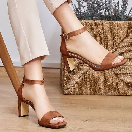 Mio Gusto Brand SHERI, Black Color 7Cm Heel-height with 2Cm Platform, quality Women 2s Sandals