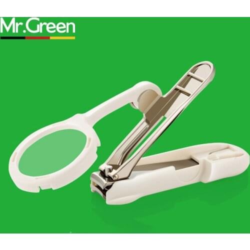 MR.GREEN Adult Belt Nail Clipper with Magnifier for old man Advanced resin The Elderly Toe and Finger Scissors Knife in metalbox