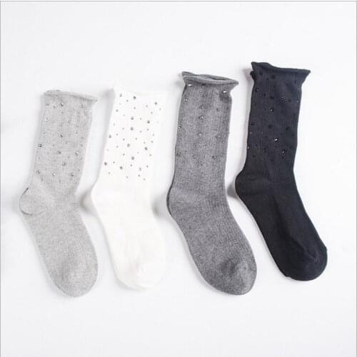 New arrival of Korean style flash socks trend nail beads sequin drill color in the tube heap pile socks handmade socks