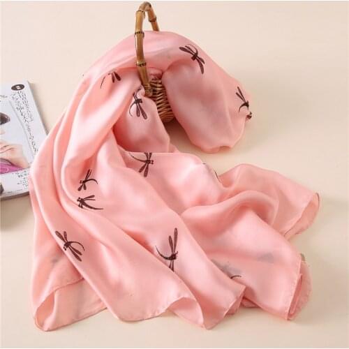 New style Luxury brand Autumn and winter women Fashion Sunscreen Dragonfly Print silk scarf lady Popular headcloth beach shawl