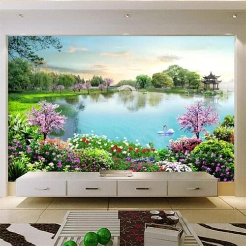 Beibehang papier peint Custom wallpaper 3d mural Years old beautiful lake tourist scenic TV background wall papers home decor