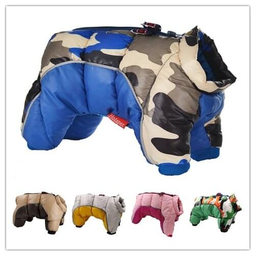 Dog Clothes Autumn Winter Pet Camouflage Cotton-Padded Clothes Waterproof Cold-proof Dog Coat Jacket Four-legged Thick Clothes