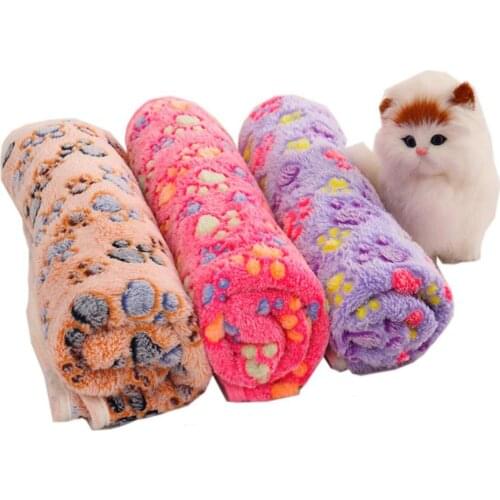 Autumn And Winter Warm Blanket Coral Fleece Cute Floral Pet Cat Sleep Warm Paw Print Dog Cat Puppy Fleece Soft Dog Blanket Pet D