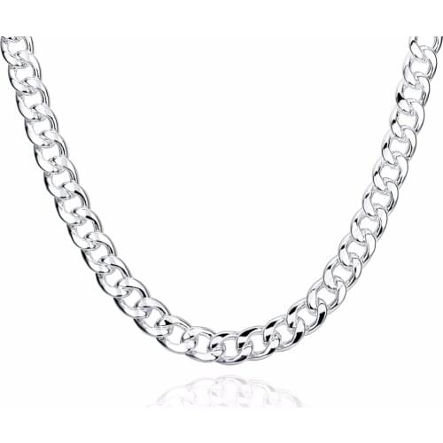 10mm mens square button buckle sideways necklaces geometric silver necklaces 925 Sterling Silver with DIY accessories